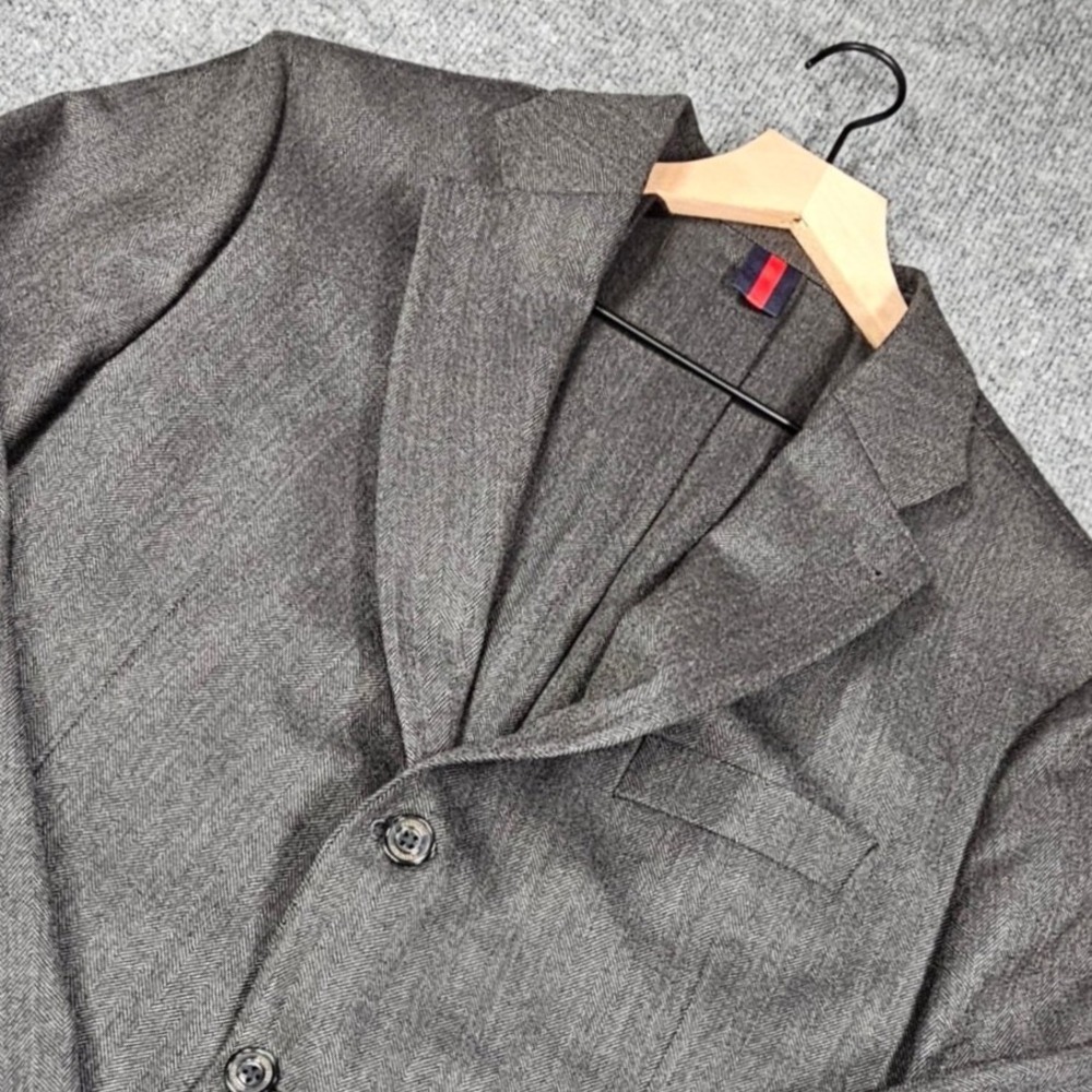 Cremieux Mens XL Unconstructed Blazer Jacket Gray Herringbone Casual Sport Coat